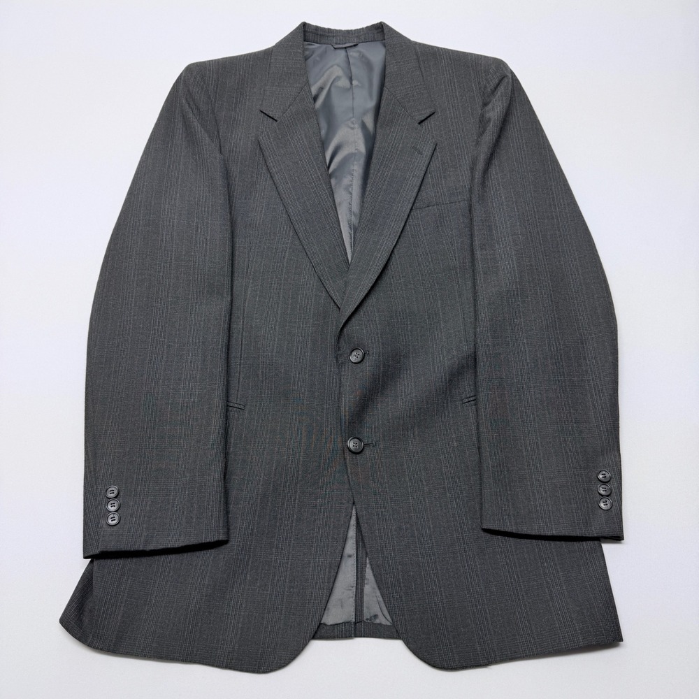 Witty Brothers Mens Charcoal Grey Glen Plaid Wool Blend 2 Button Blazer Jacket